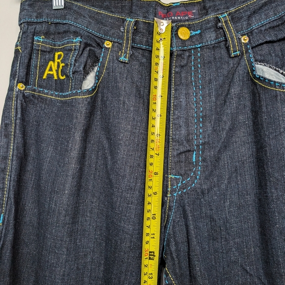 Y2K Red Ape Denim Company Contrast Stitch Patch Detail Embroidered Jeans 34x32 - Picture 9 of 16